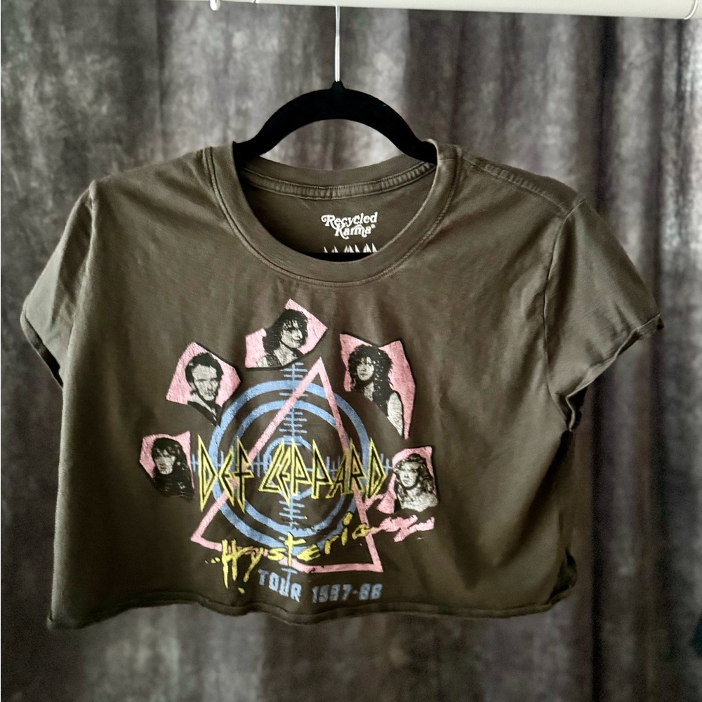 Recycled Karma Def Leppard Hysteria Tour Crop Tee – Size S